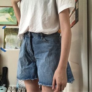 wide leg denim shorts